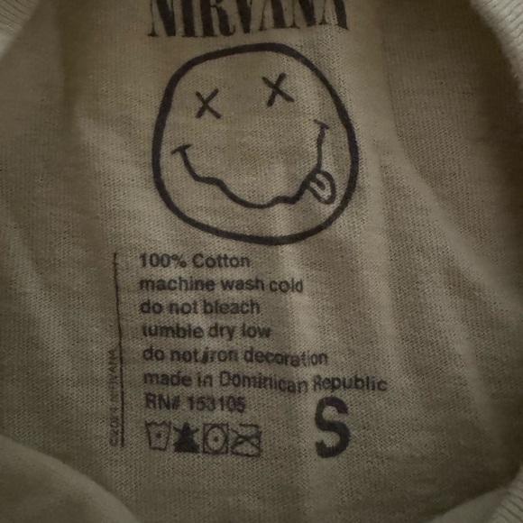 Nirvana In Utero Graphic Band T-Shirt Cream Vintage Wash Size S - Picture 2 of 5